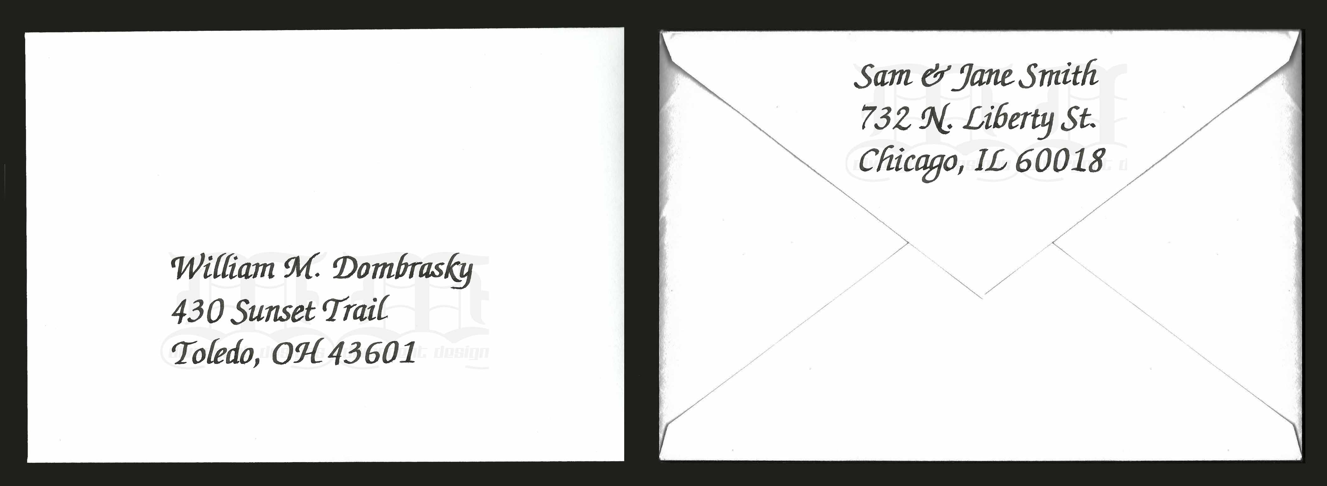 Chancery Cursive Envelope Example