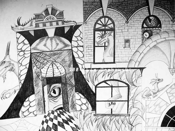 Building abstract in pencil